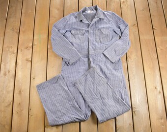 Vintage 1980s Topp Master Herringbone Coveralls / Vintage Coveralls / Distressed Workwear / One Piece Work Suit / Made in USA
