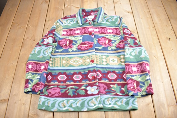 Vintage 1990s Blair Rose Theme Fleece Sweater Women's Sweater