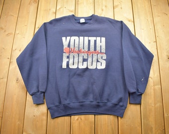 Vintage 1990s Herberger's Youth Focus Crewneck Sweater / 90s Crewneck / Jerzees Super Sweats / 90s Sweatshirt / Made In USA