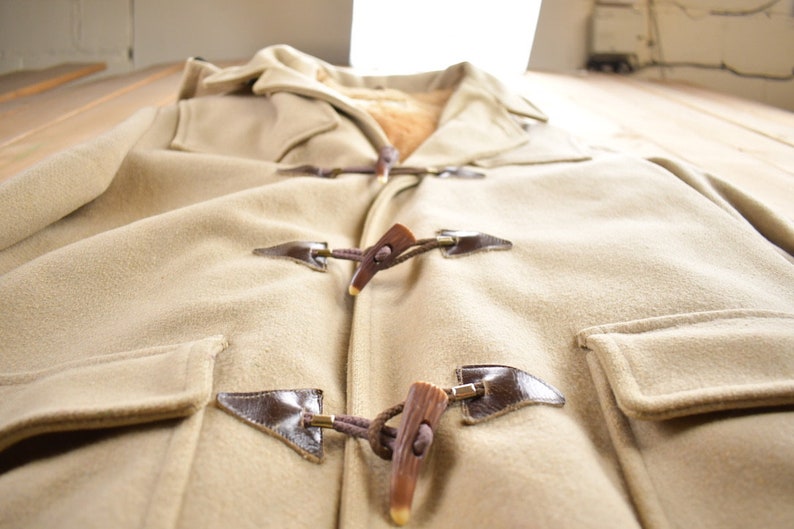 Vintage 1970s Craft Sportswear 100% Wool Toggle Button Up Fur Lined Jacket Made In Canada image 3