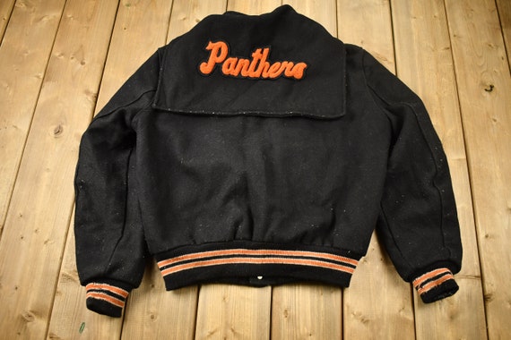Vintage 1985 T Panthers Wool Letterman Varsity Jacket