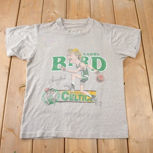 Vintage 1980s Larry Bird Boston Celtics NBA Basketball Graphic T-Shirt Made In USA