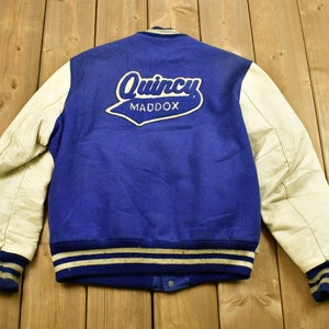 Vintage 80s / 90s / Quincy Maddox Leather Delong Varsity Jacket /Letterman Jacket / Leather Coat / Made In USA / Streetwear Fashion