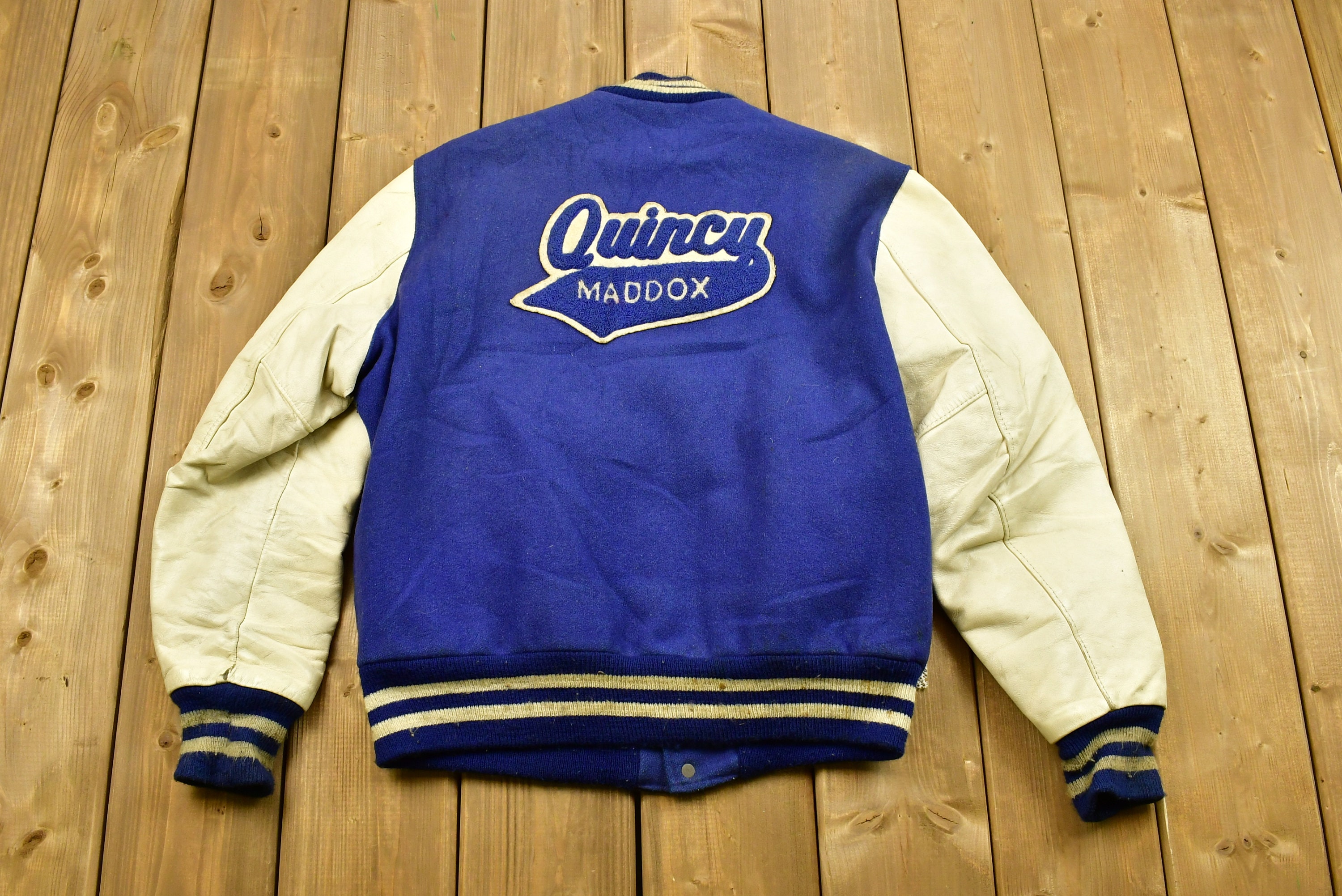 Vintage 80s / 90s / Quincy Maddox Leather Delong Varsity - Etsy
