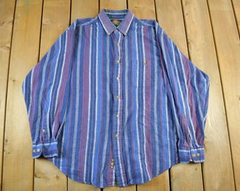 Vintage 1990s Greatland Apparel Button Up Plaid Shirt Men's Large / 90s Button Up / Vintage Flannel / Plaid Flannel / Outdoorsman