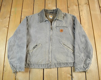 Chaqueta Carhartt Detroit vintage de los años 90, forrada con manta, talla 2XL para hombre / Estilo desgastado y desteñido / Ropa de trabajo / Ropa urbana