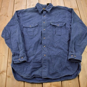 Vintage 1990s Eddie Bauer Blank Button Up Shirt / 1990s Button Up / Vintage Flannel / Basic Button Up / Vintage Eddie Bauer