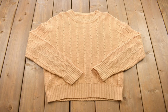 Vintage 1990s Cable Knit Crewneck Sweater / Vinta… - image 1