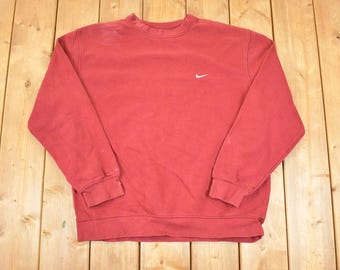 Vintage Y2K Nike Embroidered Mini Swoosh Crewneck Sweatshirt Men's L / 2000s Nike Sweater / Athletic Streetwear