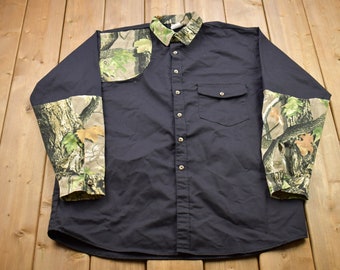 Vintage 1990s Ideal Hunting Camo Button Up / Souvenir / Vintage Sweatshirt / Outdoorsman / Wilderness Sweatshirt / Made In USA