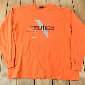 Vintage 1990s Nautica Long Sleeve Graphic T-Shirt / 90s / Streetwear / Vintage Nautica / XL