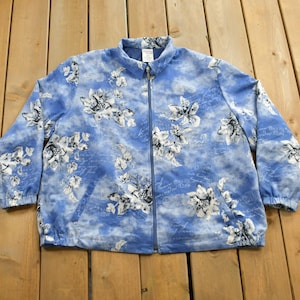 Vintage 1990s Allison Daley Patterned Fleece Sweater / 90s Sweater / Hiking / Fleece Zip up / All Over Pattern / Abstract Fleece