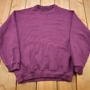 Vintage 1990s Blank Purple Crewneck Sweatshirt / 90s Crewneck / Made In USA / Essential / Streetwear / 90s Blank