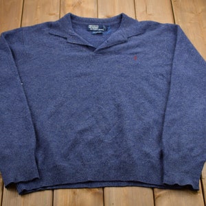 Vintage 1990s Polo Ralph Lauren Lambswool Knitted Sweater / Vintage 90s Wool Polo / Pattern Sweater / Outdoor / Hand Knit / Vintage Polo