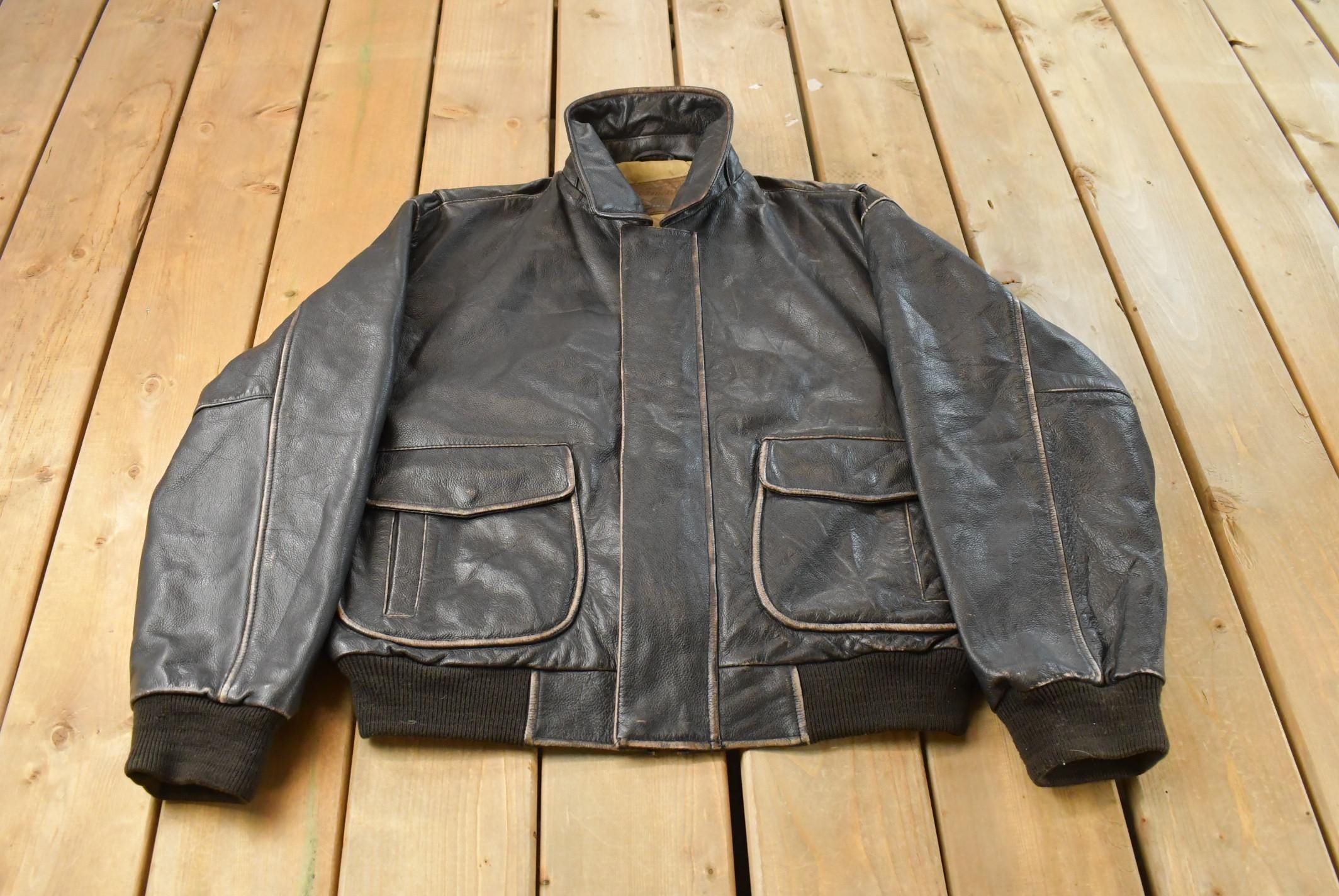 Vintage 1990s St. John's Bay Leather Flight Jacket Men's Large