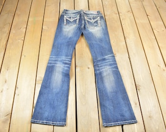 Miss Me? Cross Lace Embellished 2000's Low Rise Bootcut Jeans