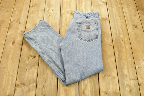 Vintage 1990s Carhartt Denim Jeans Size 34 X 34 / 90s Carpenter