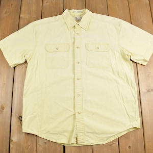 Vintage 1990s L.L. Bean Blank Button Up Shirt / Short Sleeve / 90s Button Up / Vintage Flannel / Basic Button Up / Beach Shirt / Summer