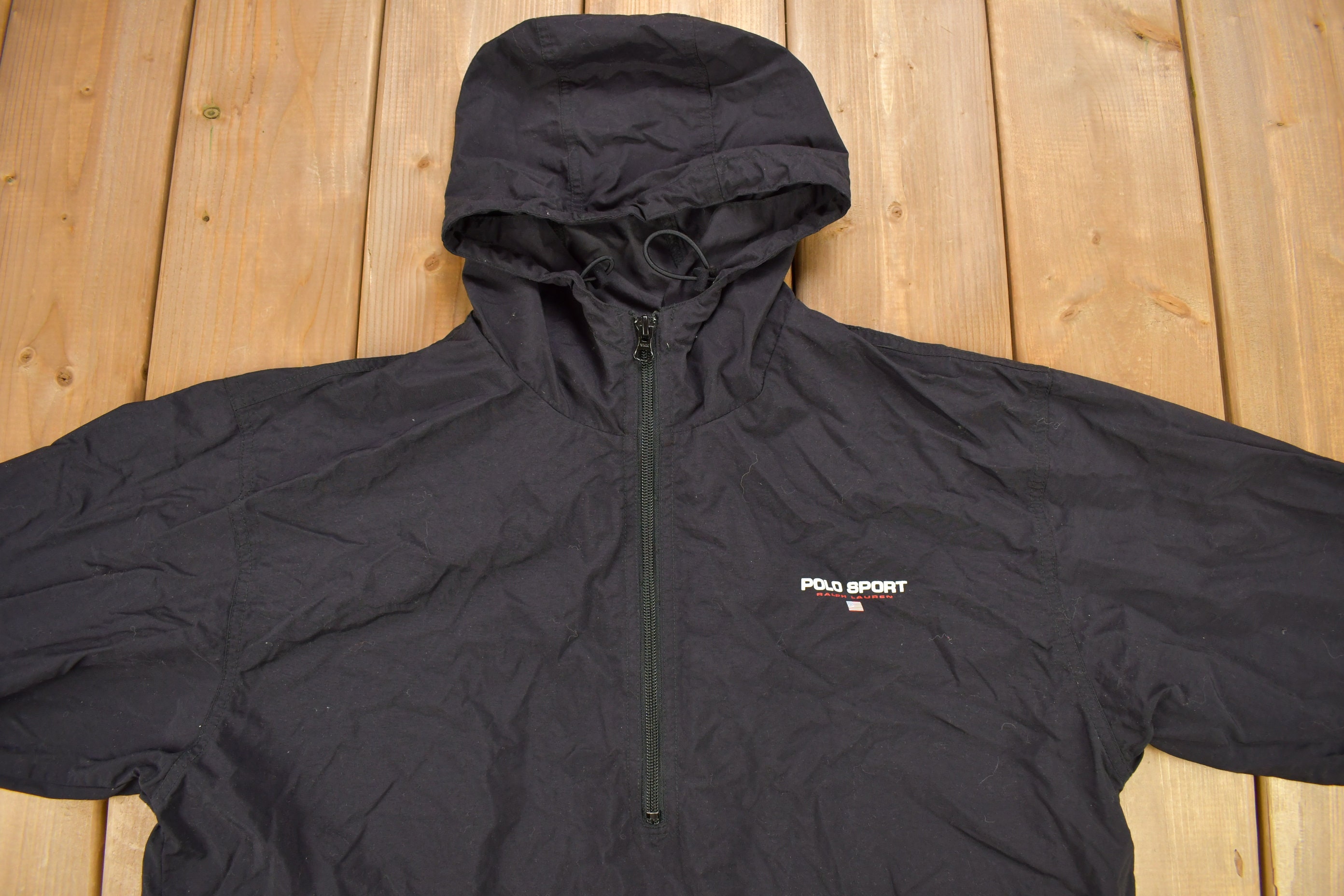 Vintage 1990s Polo Sport Ralph Lauren Black Quarter Zip