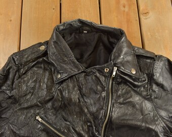 Vintage 1990s Leather American Eagle Embroidered Jacket