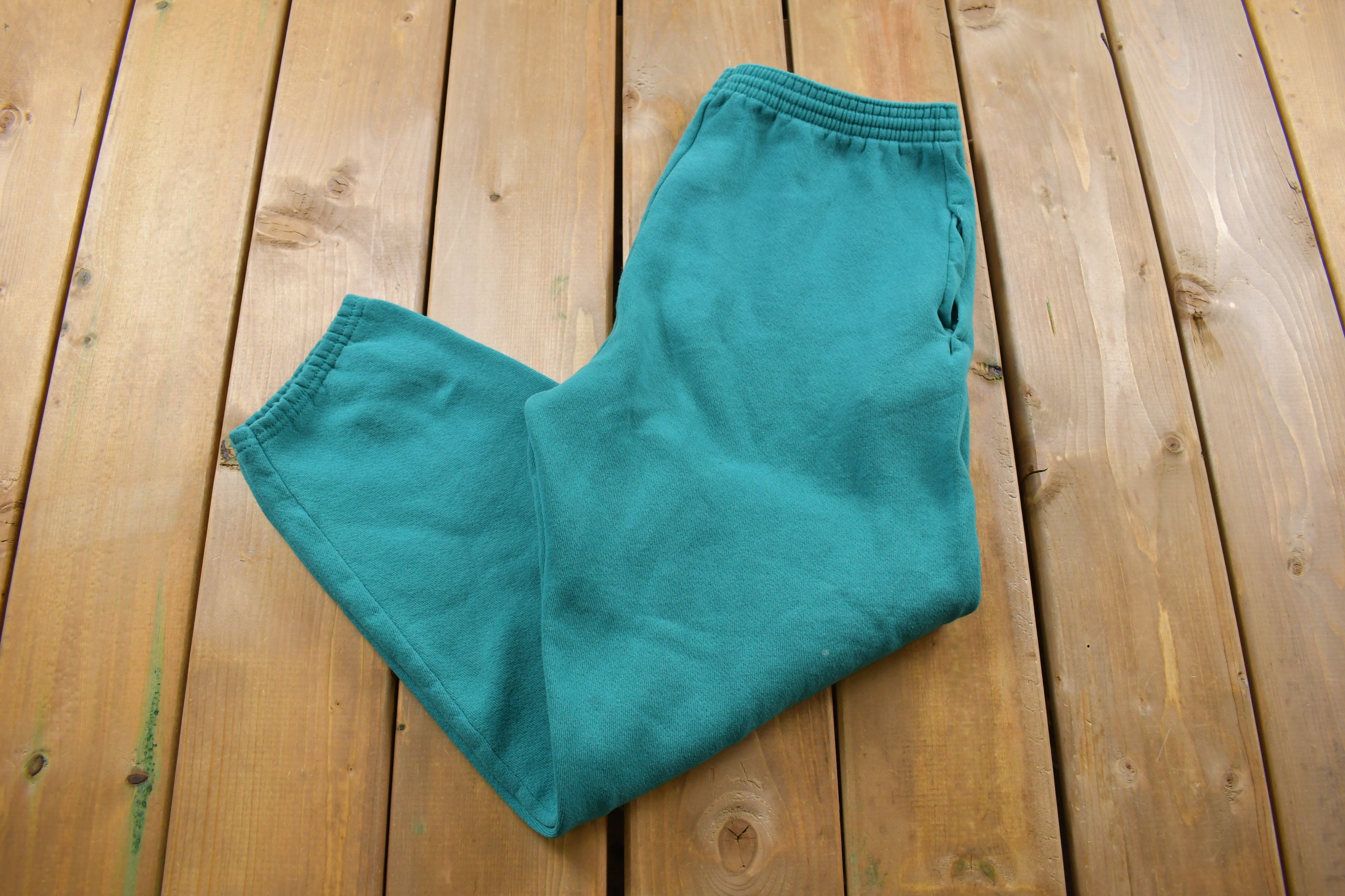Spodnie dresowe Vintage 1980s Tultex Turquoise 28-30 x 27 / Wyprodukowano w USA / American Vintage / Moda uliczna / Spodnie dresowe Vintage