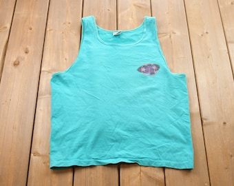 90s USA製 タンクトップ ビンテージ OLD シングルステッチ y2k ヴィンテージ ブライトブルー シングルステッチ 80年代&frasl;90年代 タンク