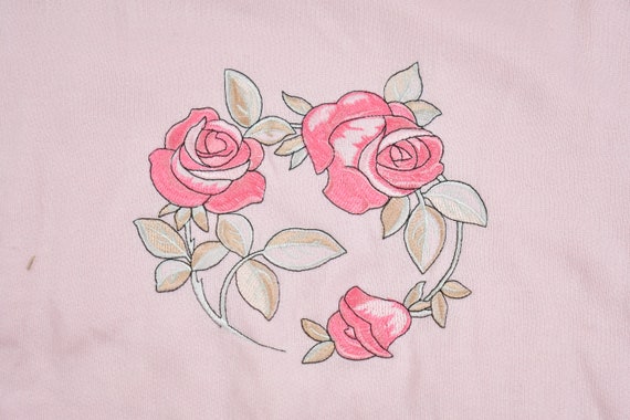Vintage 1990s Cute Rose Floral Crewneck Sweater /… - image 2