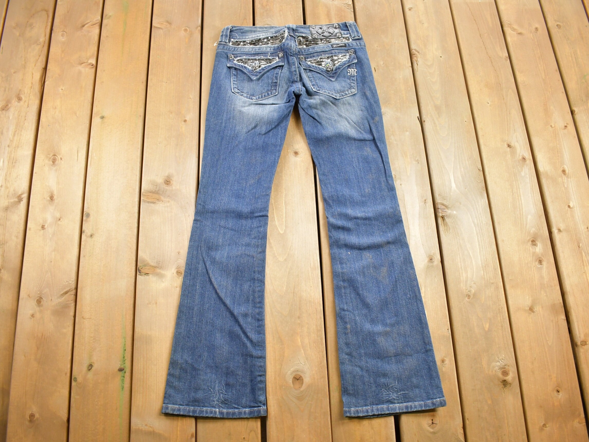 Vintage Y2K Miss Me Bedazzled Low Rise Jeans Size 26x30 / Boot Cut