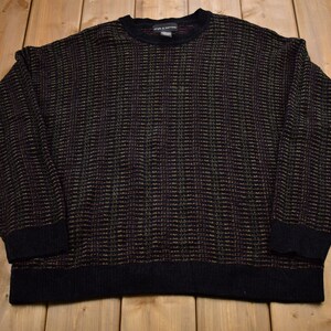 Vintage 1990s Craft & Barrow Knitted Sweater / Vintage 90s Crewneck / Pattern Sweater / Outdoor / Hand Knit / Pullover Sweatshirt