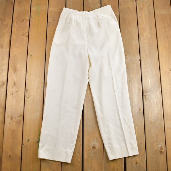 Vintage 1980s White Pleated Trousers Size 32 x 31.5 / American Vintage / 80s Pants / Made in USA