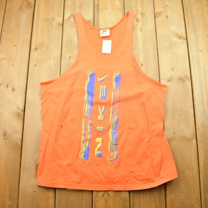 Vintage 1990s Orange Nike Tank Top Shirt / Made In USA / Nike Basketball Tank Top / Sportswear Graphic Tee / 80s / 90s
