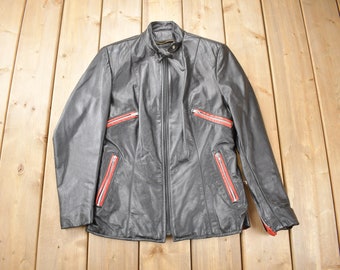 Vintage 1990s  Leather Women's Multi Zipper Jacket / Leather Coat / Biker Jacket / Woman's Vintage