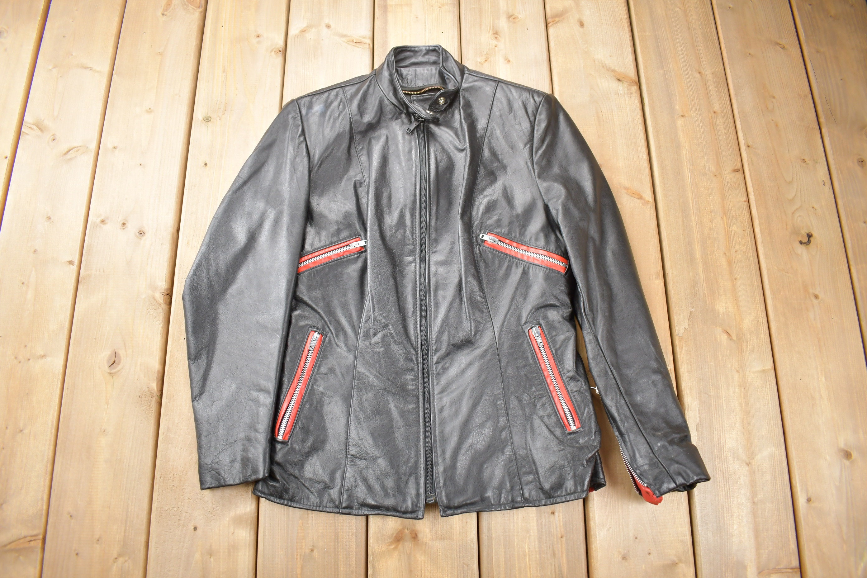 ジャケット・アウター 2000s Real leather multi zip jacket Vintage 1990s Leather Women's Multi Zipper Jacket / Leather Coat