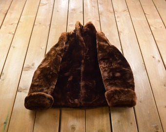 Vintage 1950s Brown Fur Coat / Winter Outerwear / Short Jacket / Formal Outerwear / Fancy Liner / Essentials