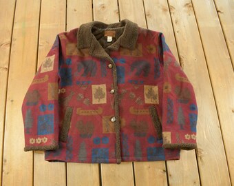 Vintage 1990s Pendleton Wool Abstract Button Up Blazer Jacket Women's Large / 100% Virgin Wool /  Made In USA / Wool Jacket