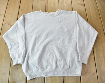 Vintage 1990s Nike Embroidered Mini Swoosh Crewneck Sweatshirt / Vintage Nike / Sportswear / Streetwear / Athleisure / Nike White Tag