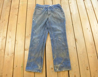 Vintage 2000s Carhartt Distressed Denim Jeans Men's 31 x 31 / Y2K Carpenter Pants / Distressed Carhartt / Vintage Workwear