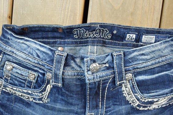 Vintage Y2K Miss Me Bedazzled Low Rise Jeans Size 26x31 / Boot Cut