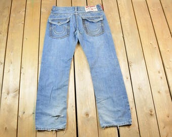 Vintage True Religion Joey Super T Yellow Stitch Jeans Y2K Early