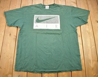 Vintage 1990s Nike Air Graphic T-Shirt / Made In USA / Vintage Streetwear / Graphic T Shirt / Green T Shirt