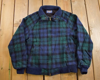 Vintage 1960s Pendleton Wool Jacket / Plaid / True Vintage / Made In USA / Streetwear / Blank Windbreaker / 1960s Jacket / Harrington
