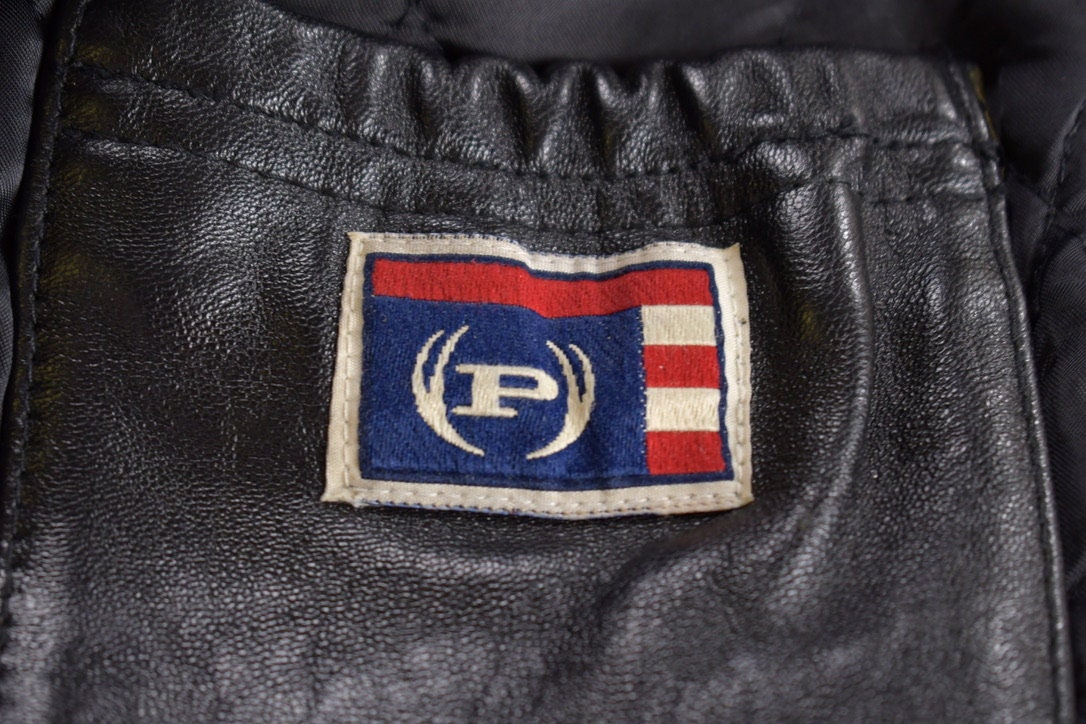 Vintage 1990s Phat Farm Leather Jacket / Patchwork / 90s
