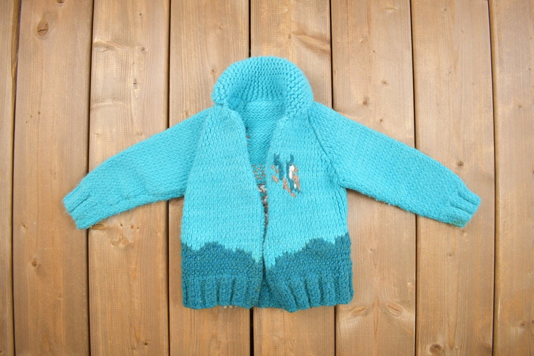 Vintage 1960s Toddler Hand knit Deer Fawn Cowichan Sweater Wool True Vintage Outdoorsman Heavy Weight Cute Baby Etsy