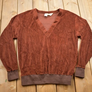 Vintage 1980s I Miller Velour V Neck Sweater / Vintage 80s V Neck / V Neck / Velour V Neck / Sweatshirt / Velour Sweater / Miller Sweater