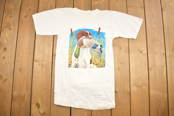 Vintage 1990s Hunting Dog Graphic T Shirt / Vintage T Shirt / Streetwear / Graphic Tee / Single Stitch / Vintage Animal Tee / Hunting