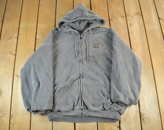 Vintage 2000s Carhartt WIP Zip Up Quilt Lined Hoodie Jacket Men's Medium / Vintage Workwear / Y2K Work In Progress / Heavyweight / Sun Fade