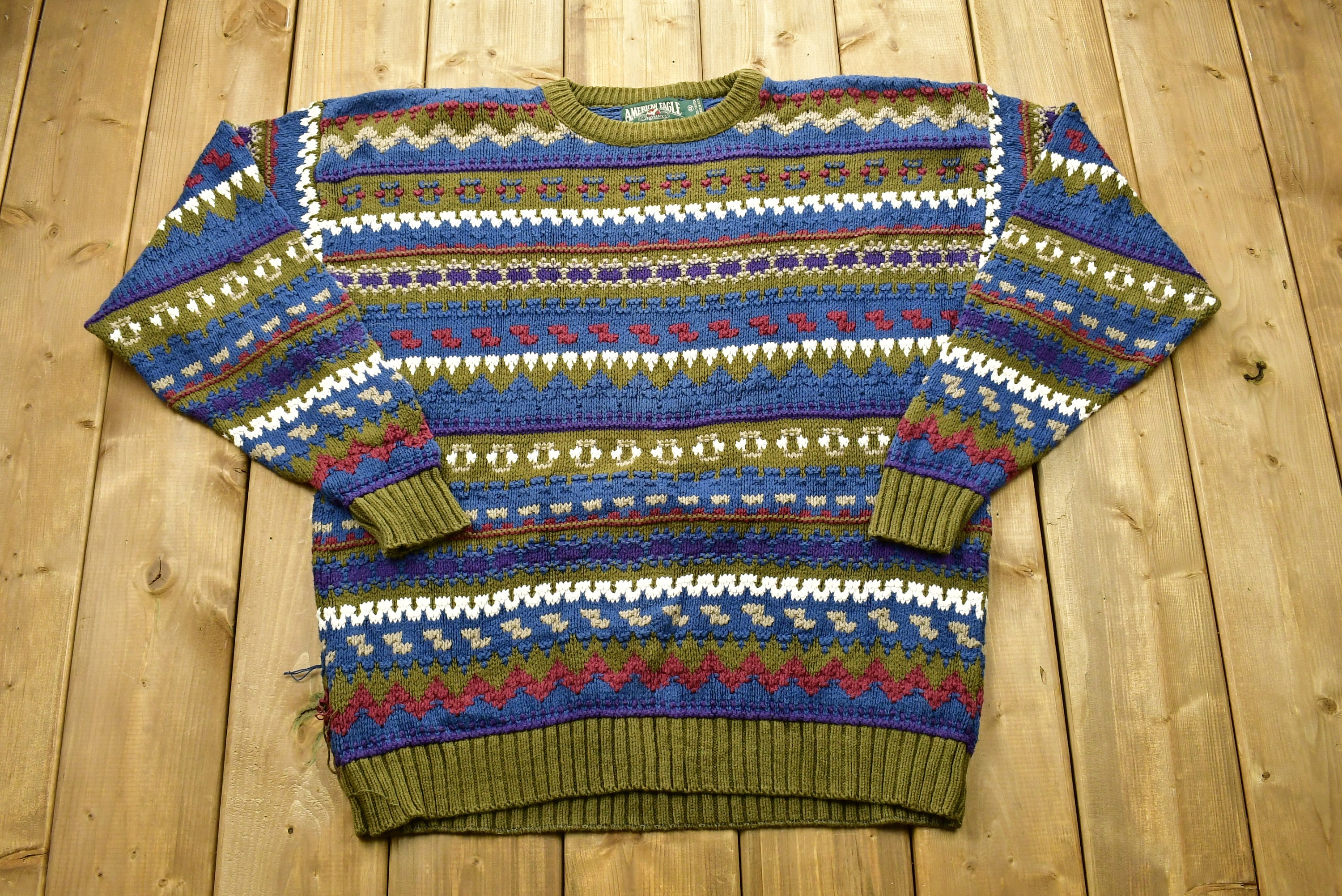 Vintage American Eagle Knitted Sweater / Made in USA / 90s Vintage American Eagle Knitted Sweater / Made in USA / 90s