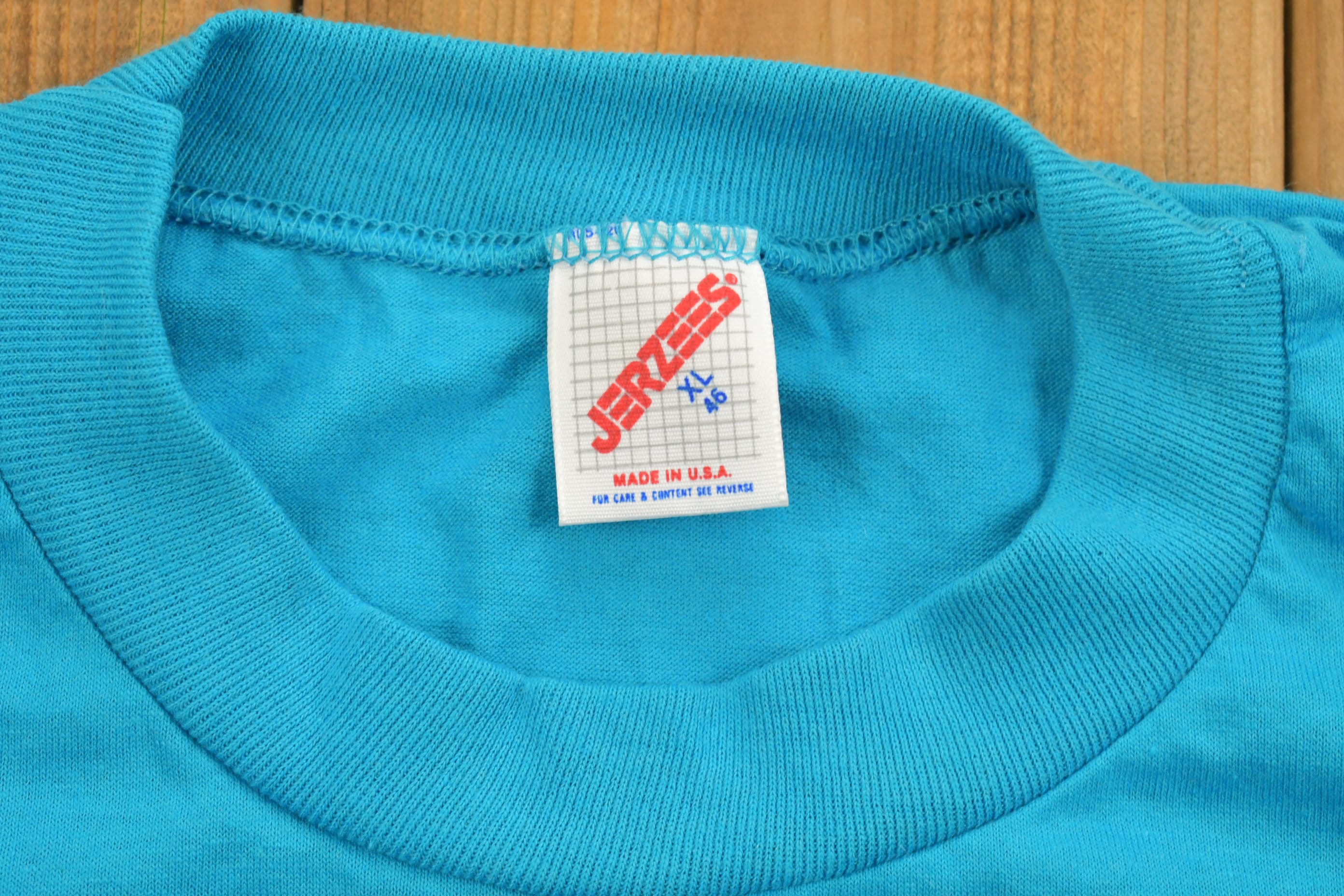 Vintage 1990s Jerzees Blue Blank T Shirt / Vintage T Shirt
