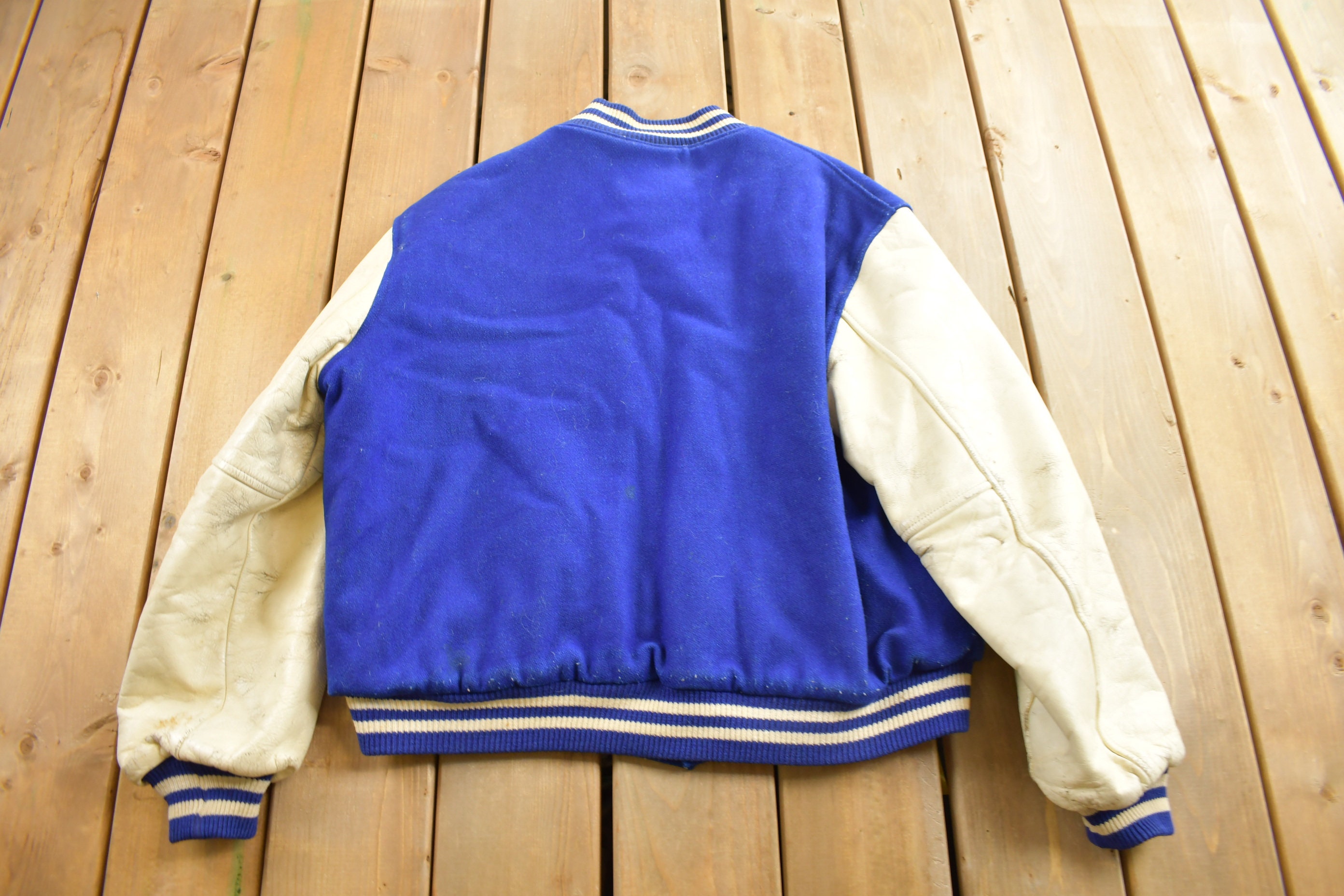 Vintage 1985 WCHS Band Varsity Jacket / Blue Leather Coat Vintage 1985 WCHS Band Varsity Jacket / Blue Leather Coat