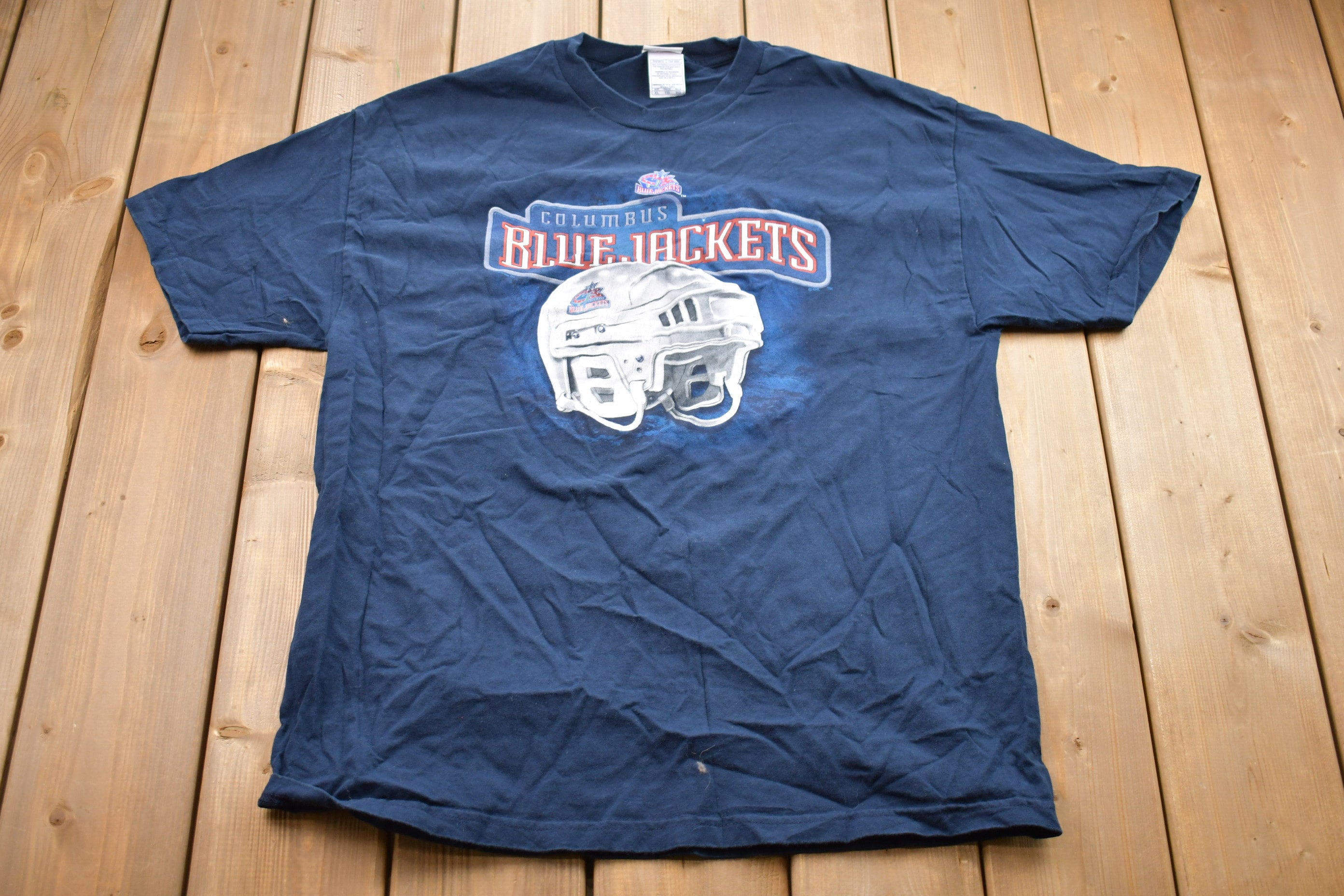 90s Columbus Blue Jackets Logo NHL T-shirt. Vintage Late 1990s 